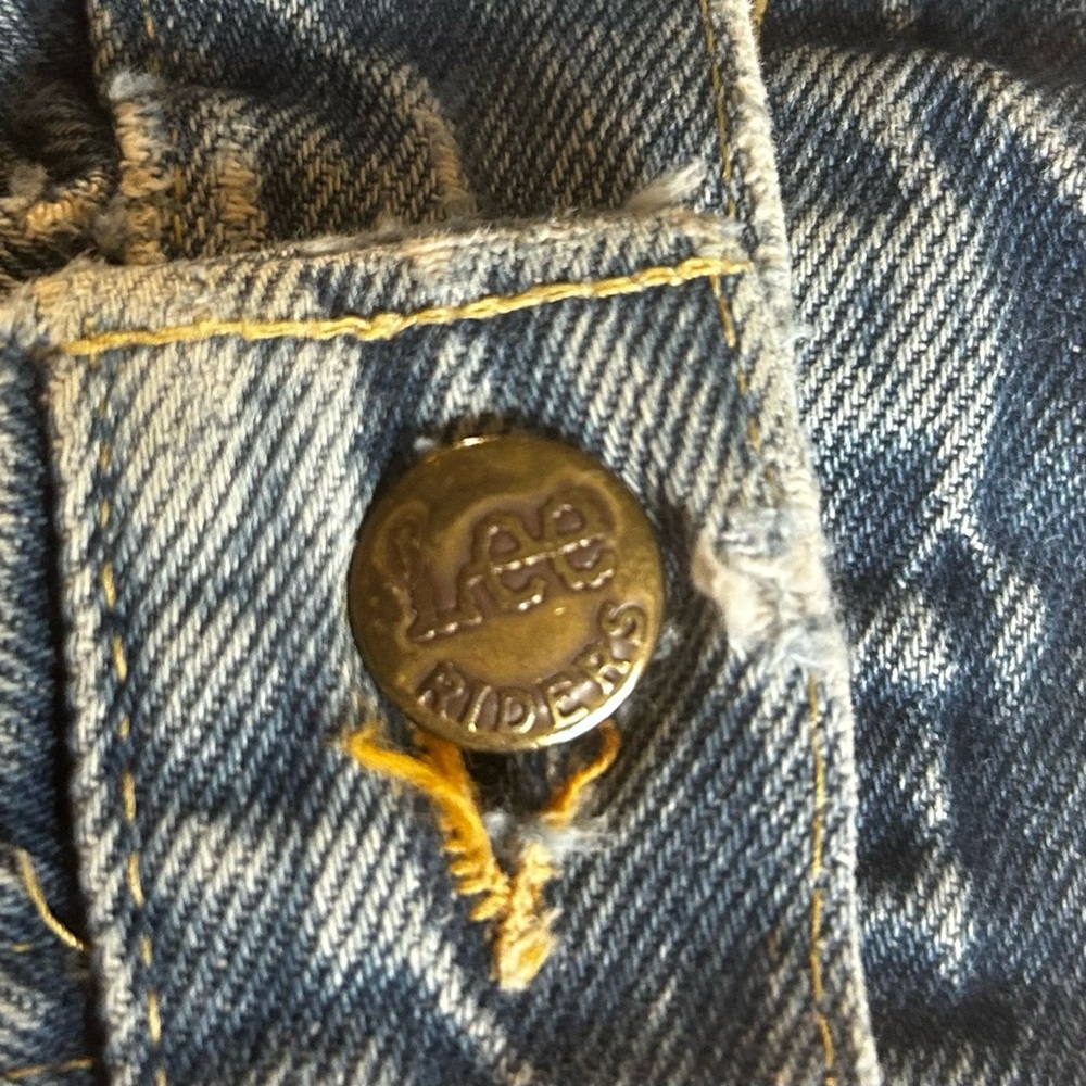 Lee vintage denim shorts junior sz 11 women 2/4 frayed 90s blue boho hippie USA - Picture 10 of 16